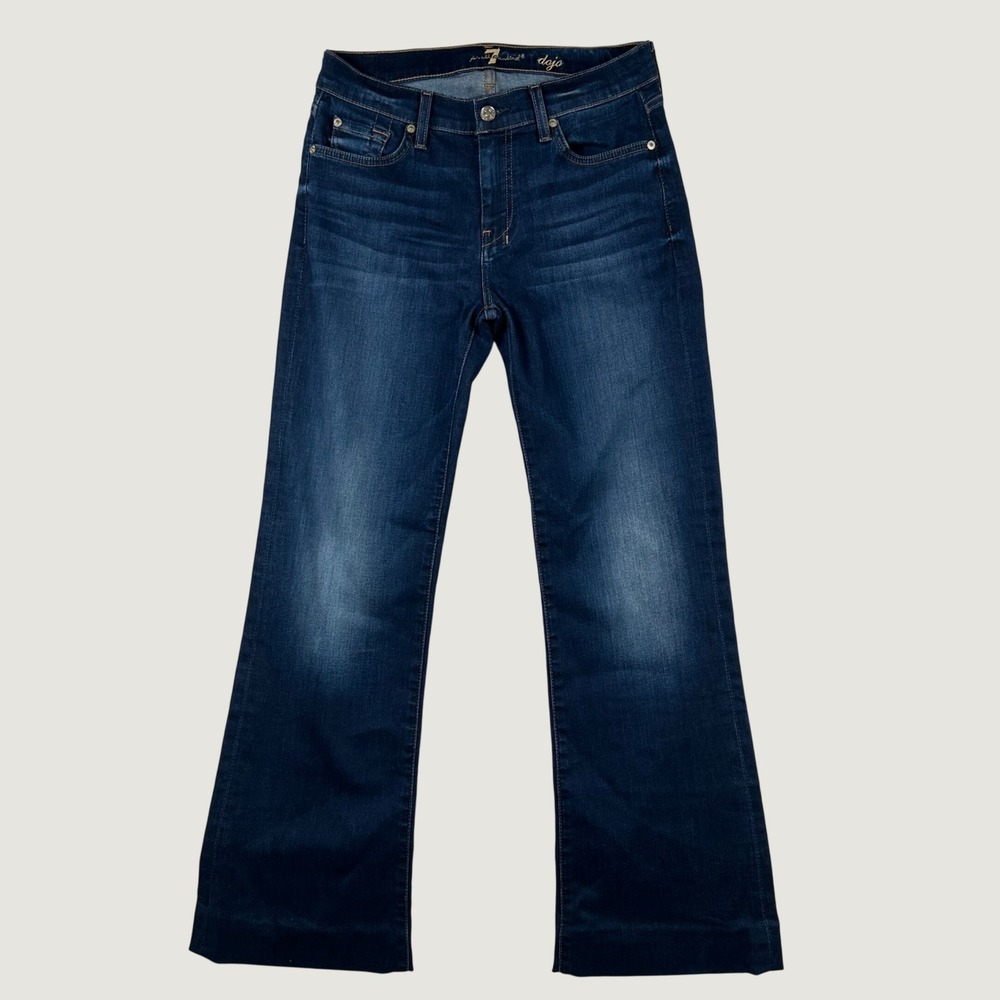 7 For All Mankind Dojo Jeans Womens Flare Leg Dark Wash Denim 29x29 Blue